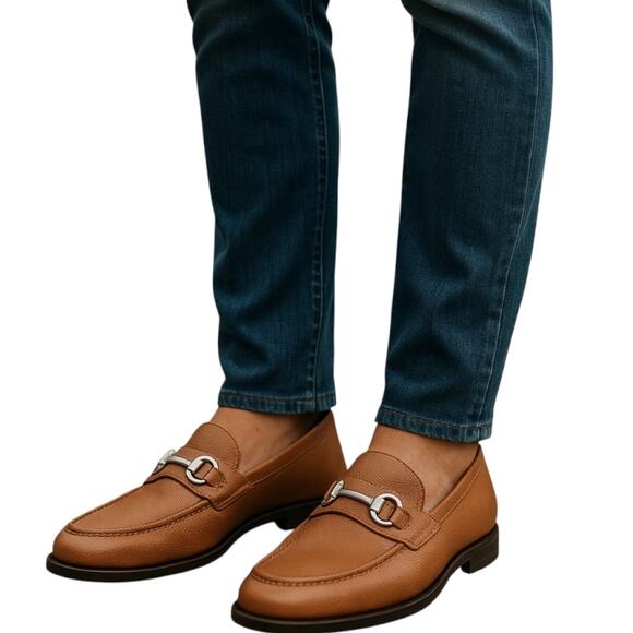 Salvatore Ferragamo Grandioso 2 Gancini Bit Leather Loafers Brown Size 11.5 EEE - Picture 1 of 13